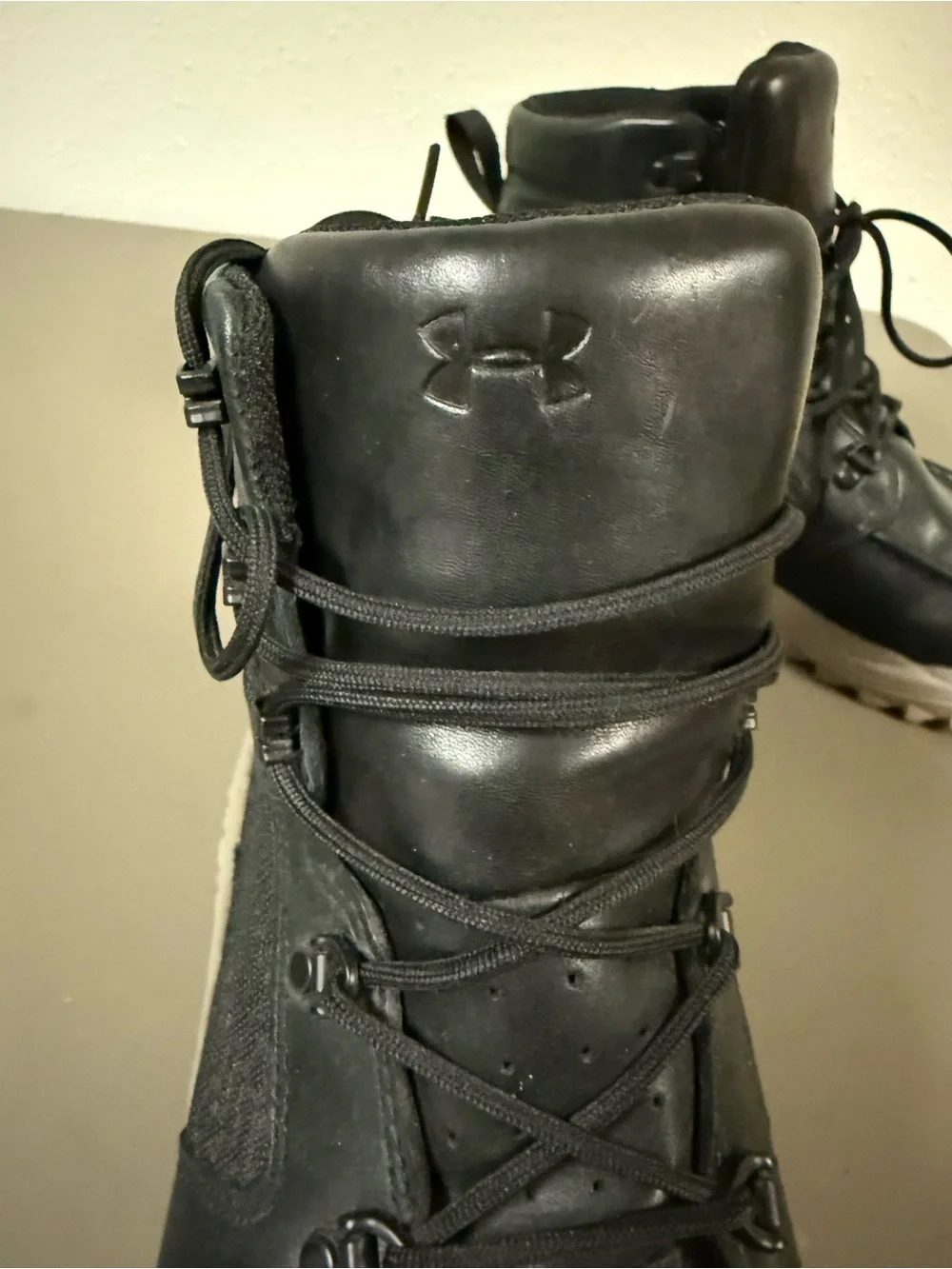 Under Armour Men's Black Leather Boot with Anafoam, Goretex, & Vibram soles